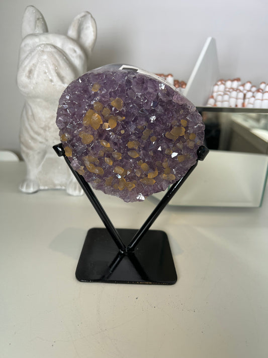 Amethyst with Calcite Round