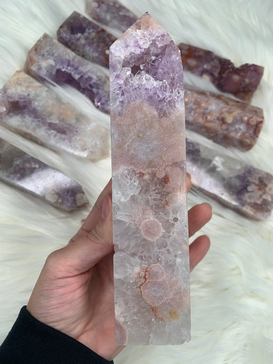 LUXE Pink Amethyst X Flower Agate Tower