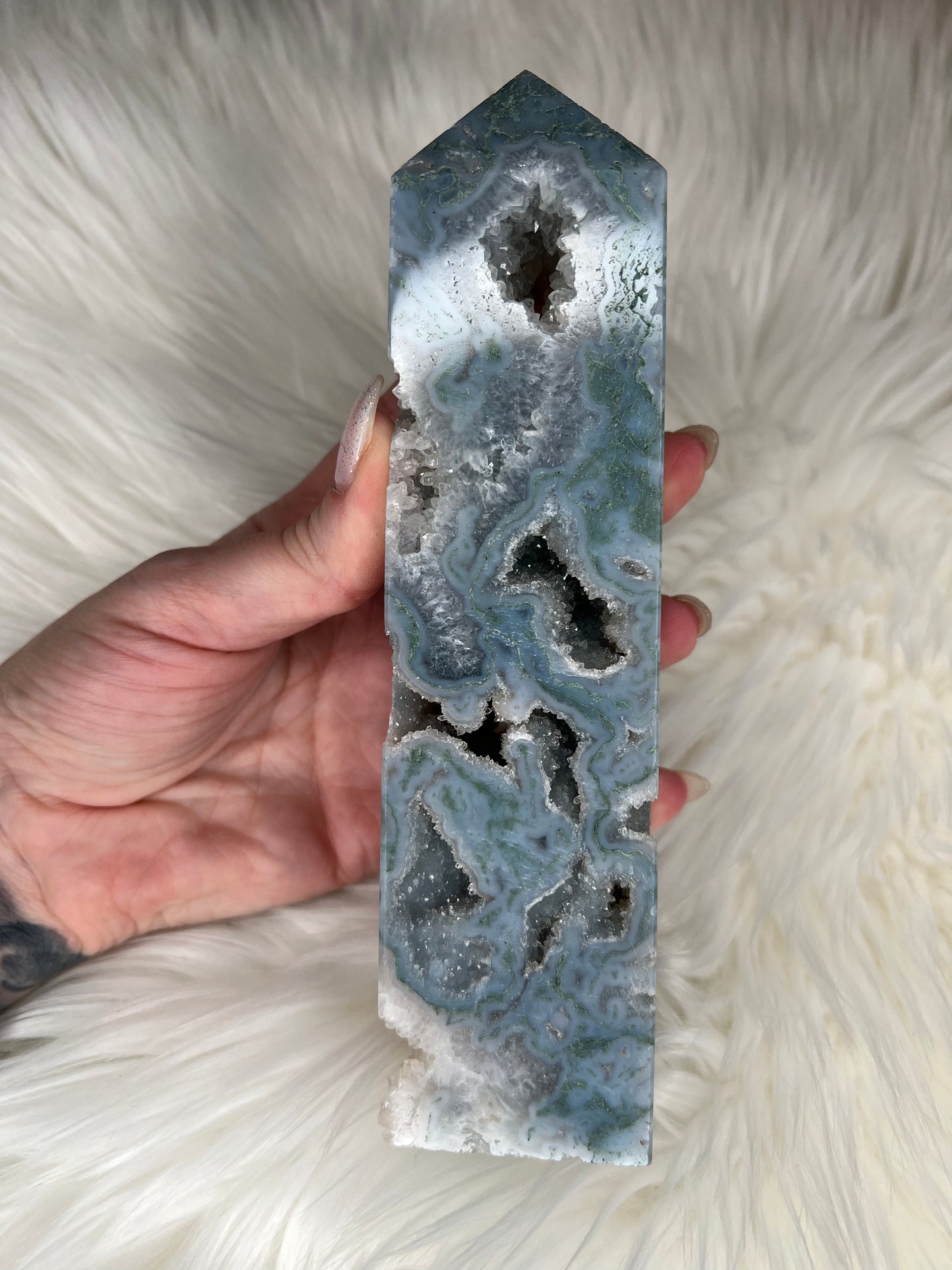 Moss Agate Sky Blue Towers (medium)