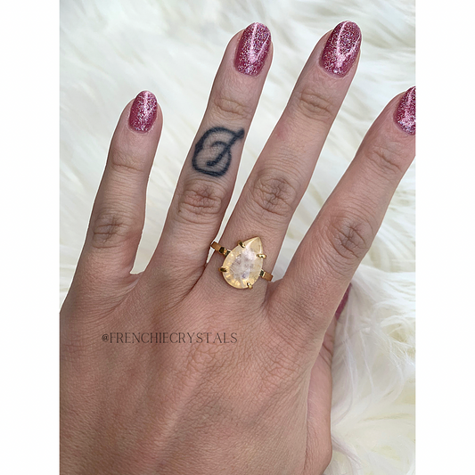 Rose Quartz Tear Drop Ring