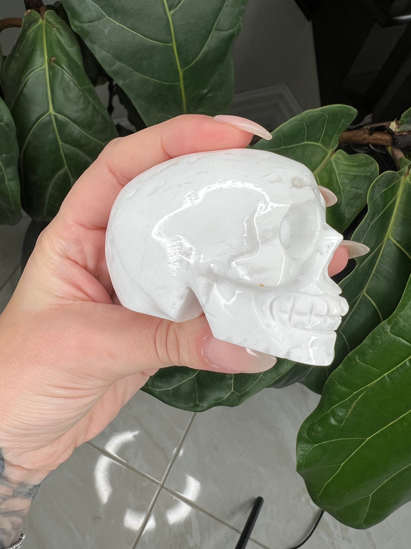 White Agate Skull carvings