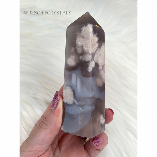 Grey Flower Agate Medium Sized Towers