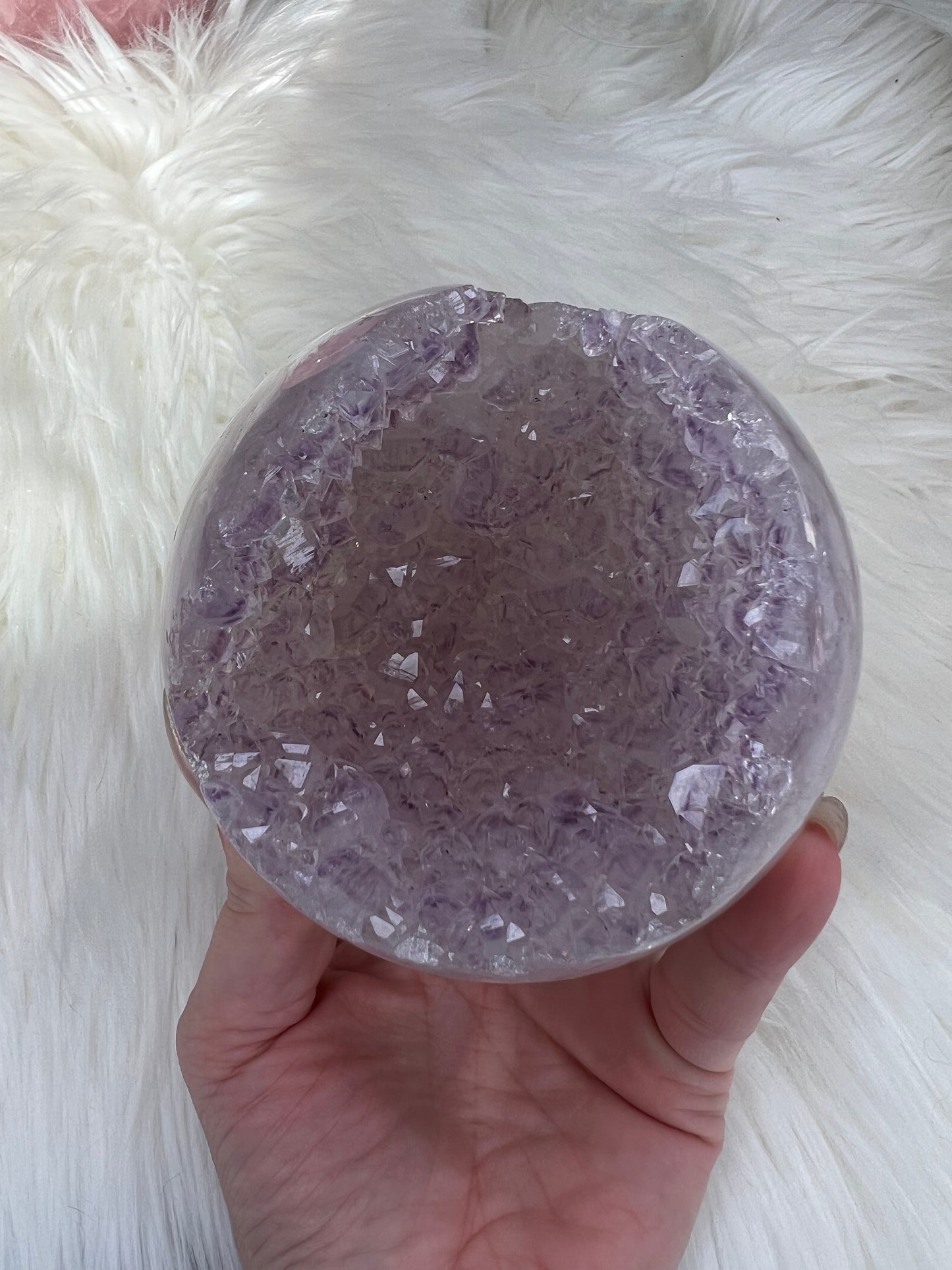 Amethyst X Flower Agate Druzy Sphere