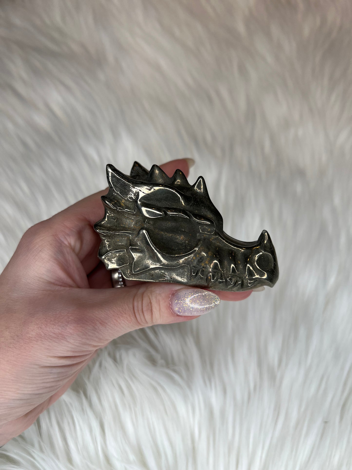 Pyrite Dragon Head Carving