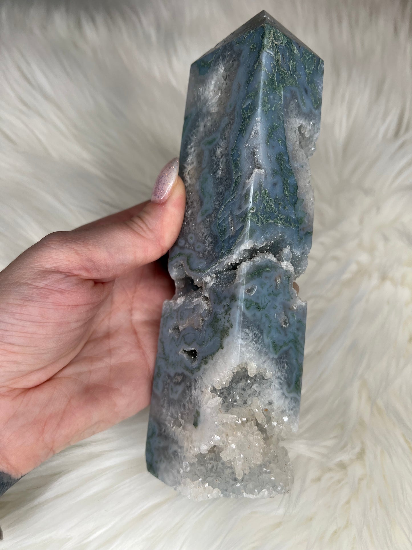 Moss Agate Sky Blue Towers (medium)