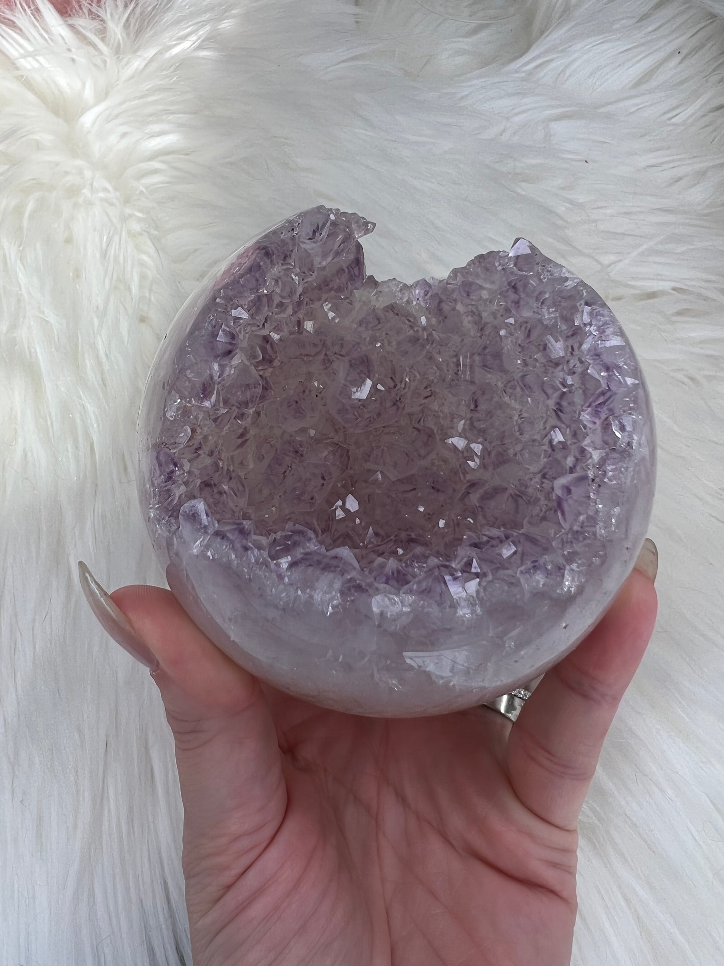 Amethyst X Flower Agate Druzy Sphere