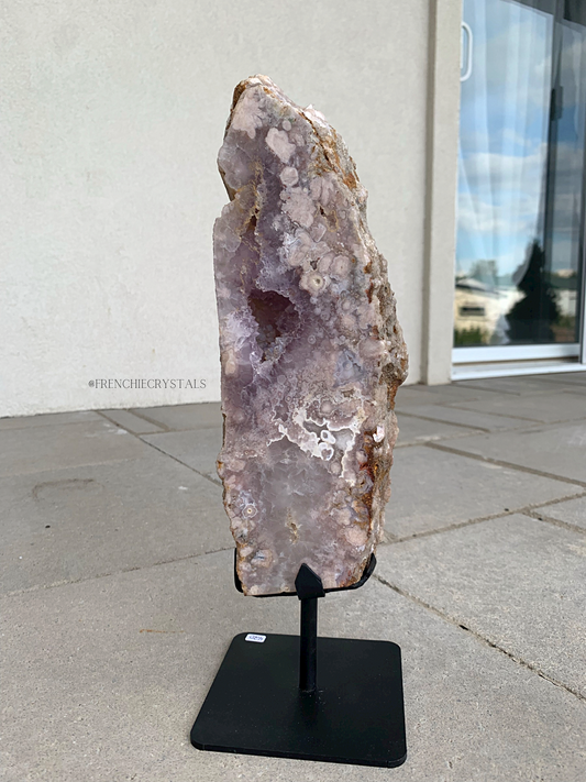 Pink Amethyst X Flower Agate Slab with stand