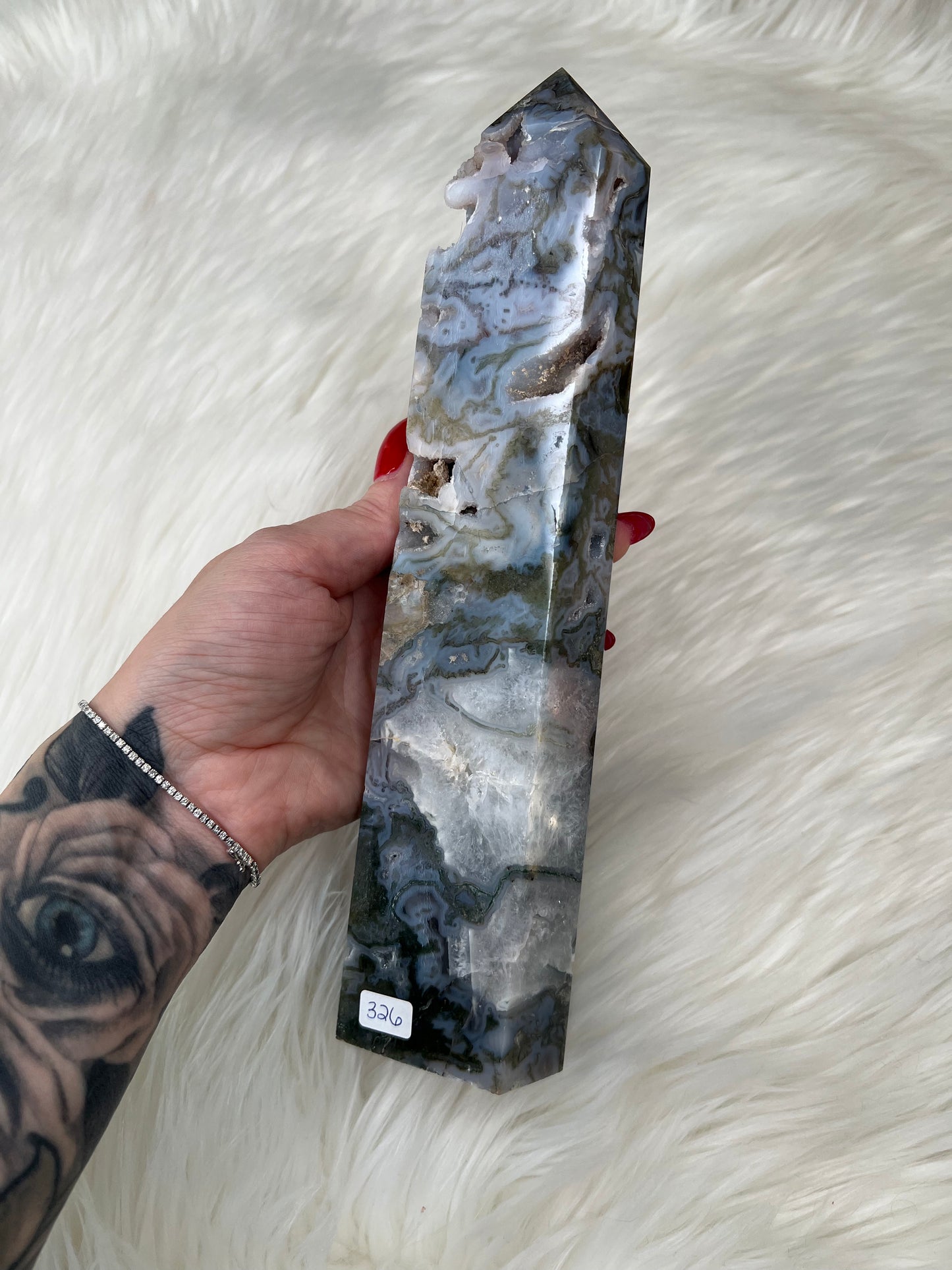 Blue Moss Agate Tower (large)