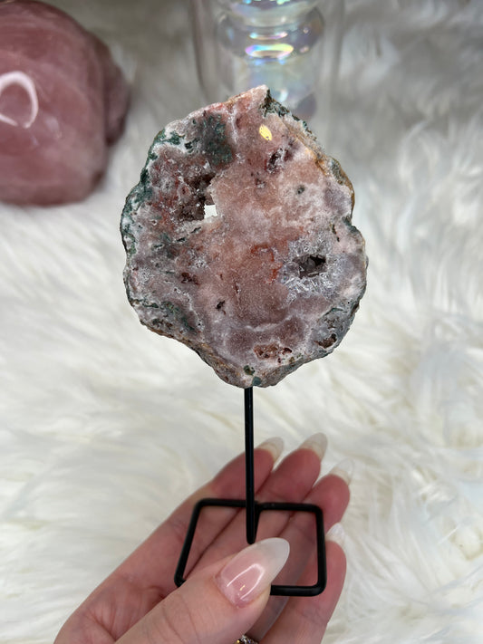 Pink Amethyst slab on stand (s14)