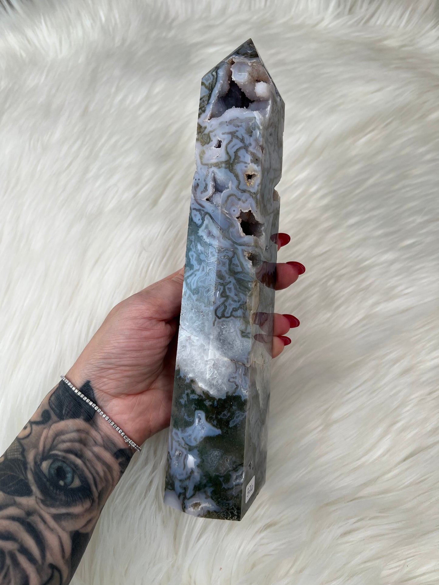 Blue Moss Agate Tower (large)