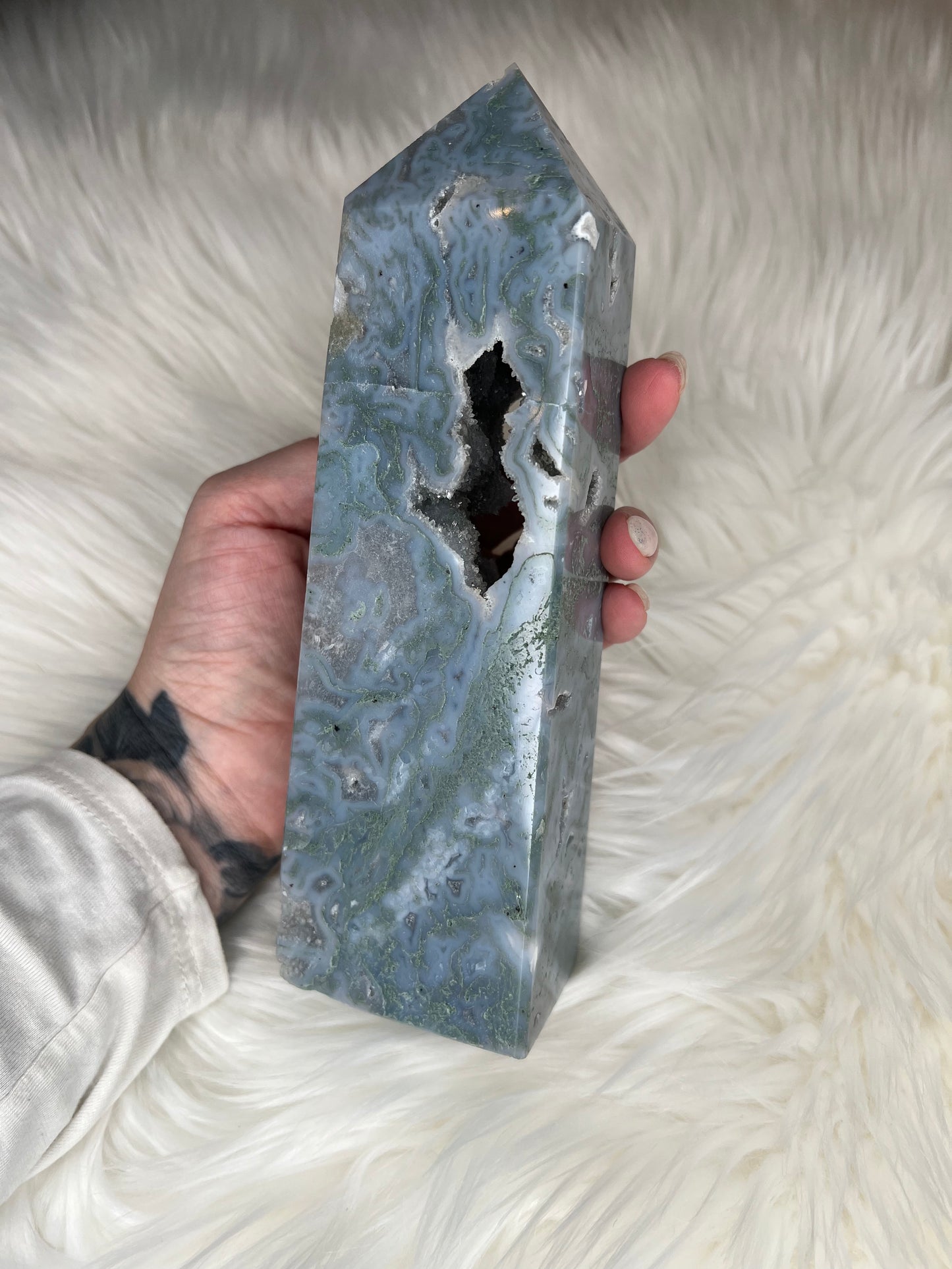 Moss Agate Sky Blue Towers (medium)