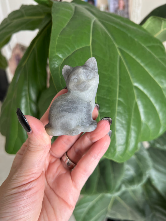 Labradorite Cat Carving