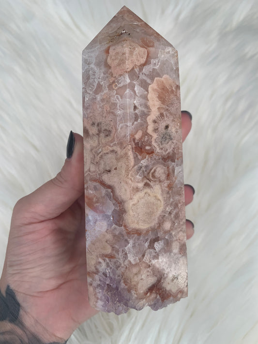 LUXE Pink Amergyst X Flower Agate Tower