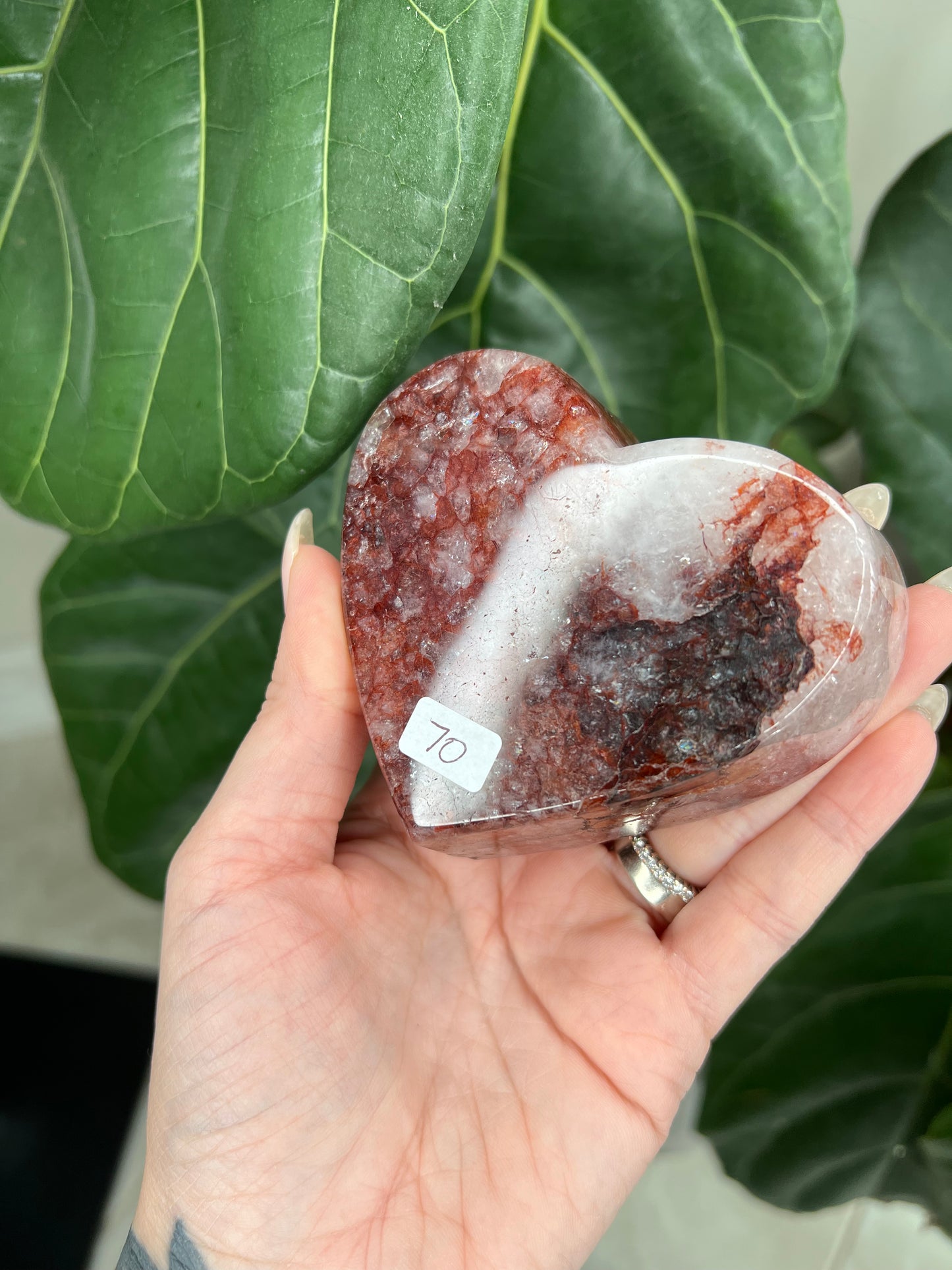 Fire Quartz Heart Bowl carving