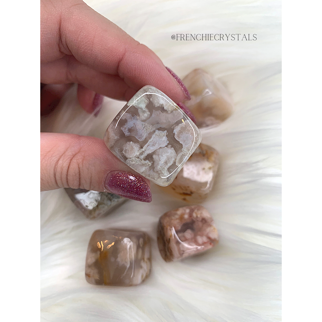 Flower Agate Cube Tumbles