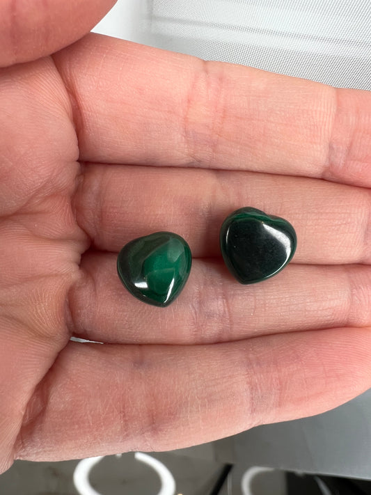 Malachite Super Extra Tiny Heart Carvings