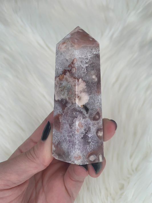 LUXE Pink Amethyst X Flower Agate Tower