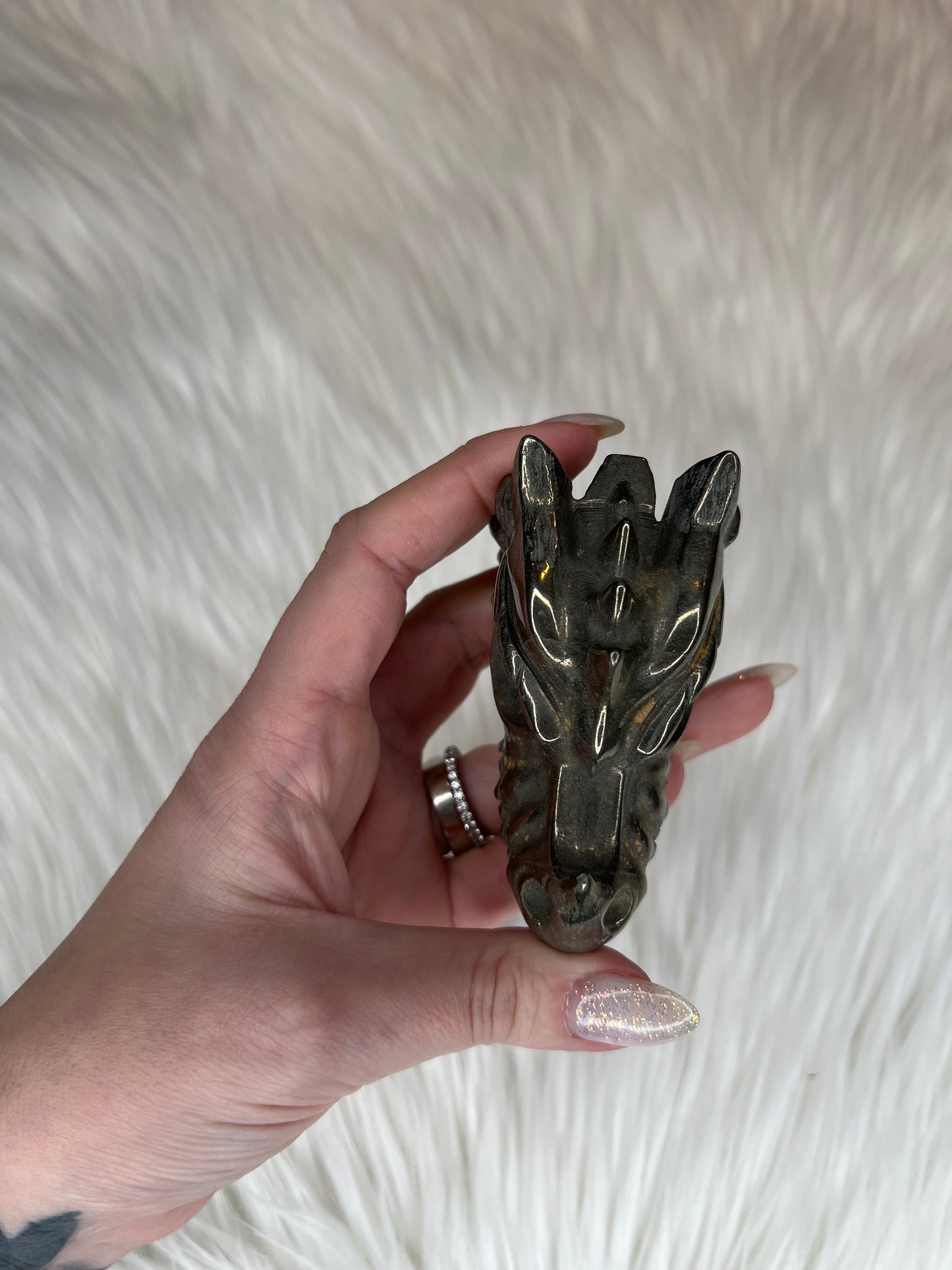 Pyrite Dragon Head Carving