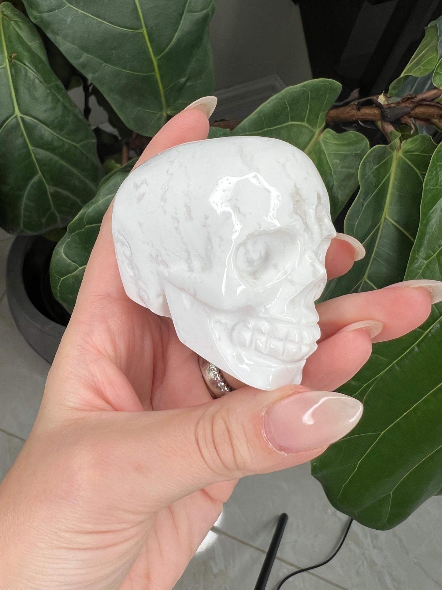 White Agate Skull carvings