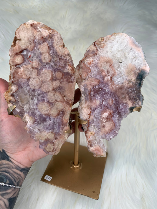 Lilac/Pink Amethyst Wings on stand