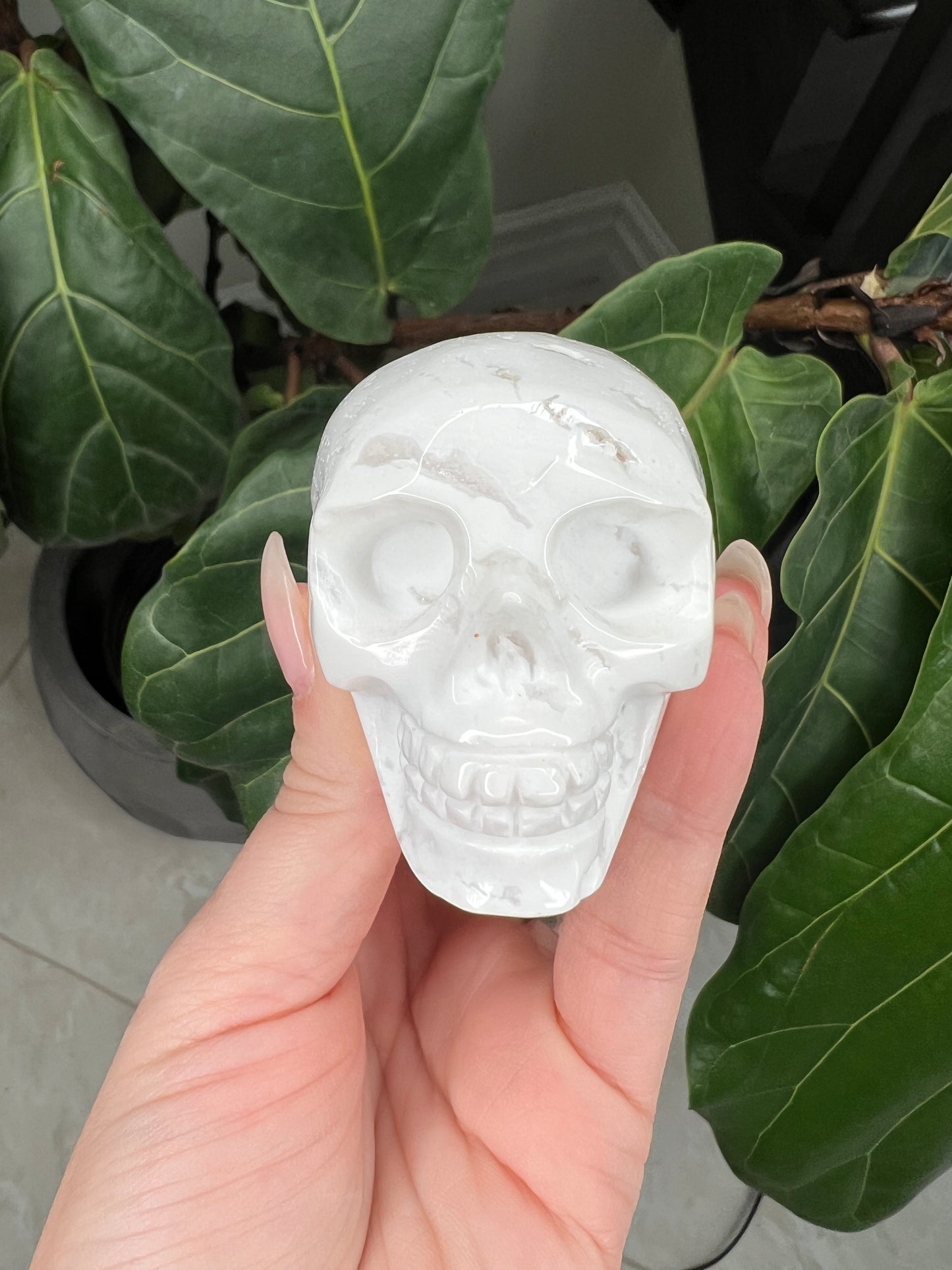 White Agate Skull carvings