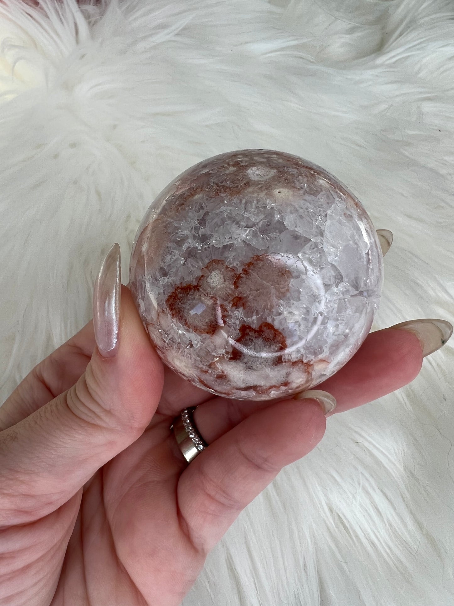 Flower Agate X Quartz Sphere