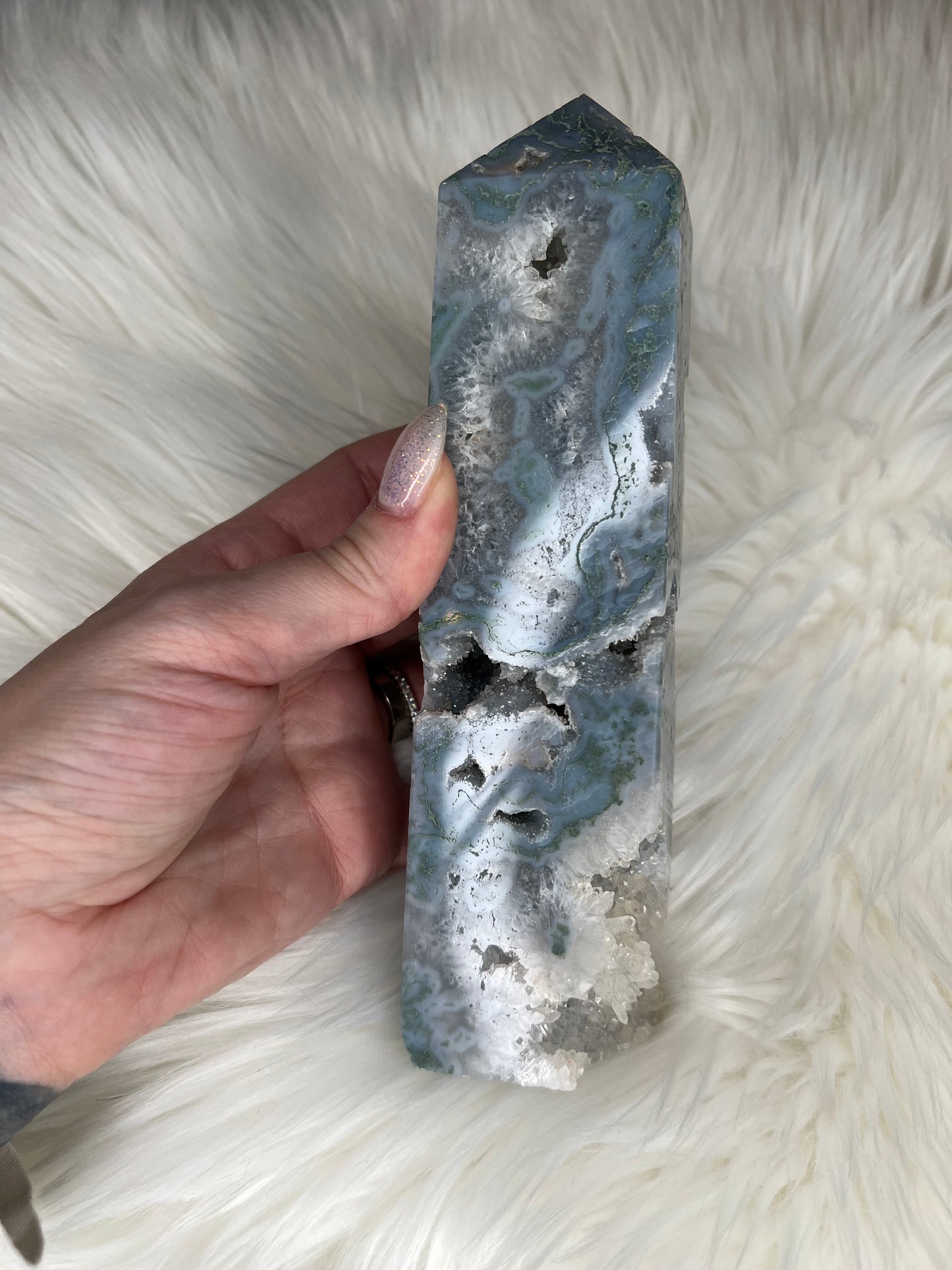 Moss Agate Sky Blue Towers (medium)