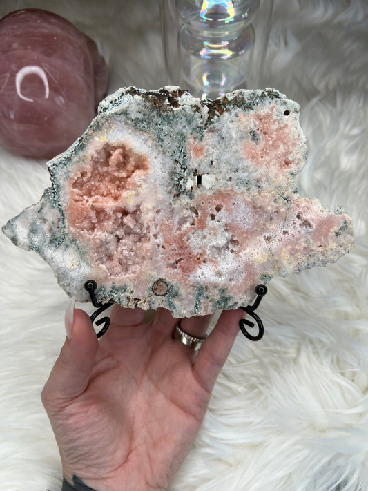 Pink Amethyst slab on stand (s39)