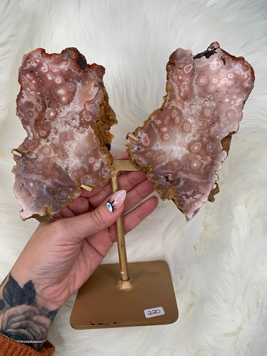 Pink Amethyst Slab Wings on stand