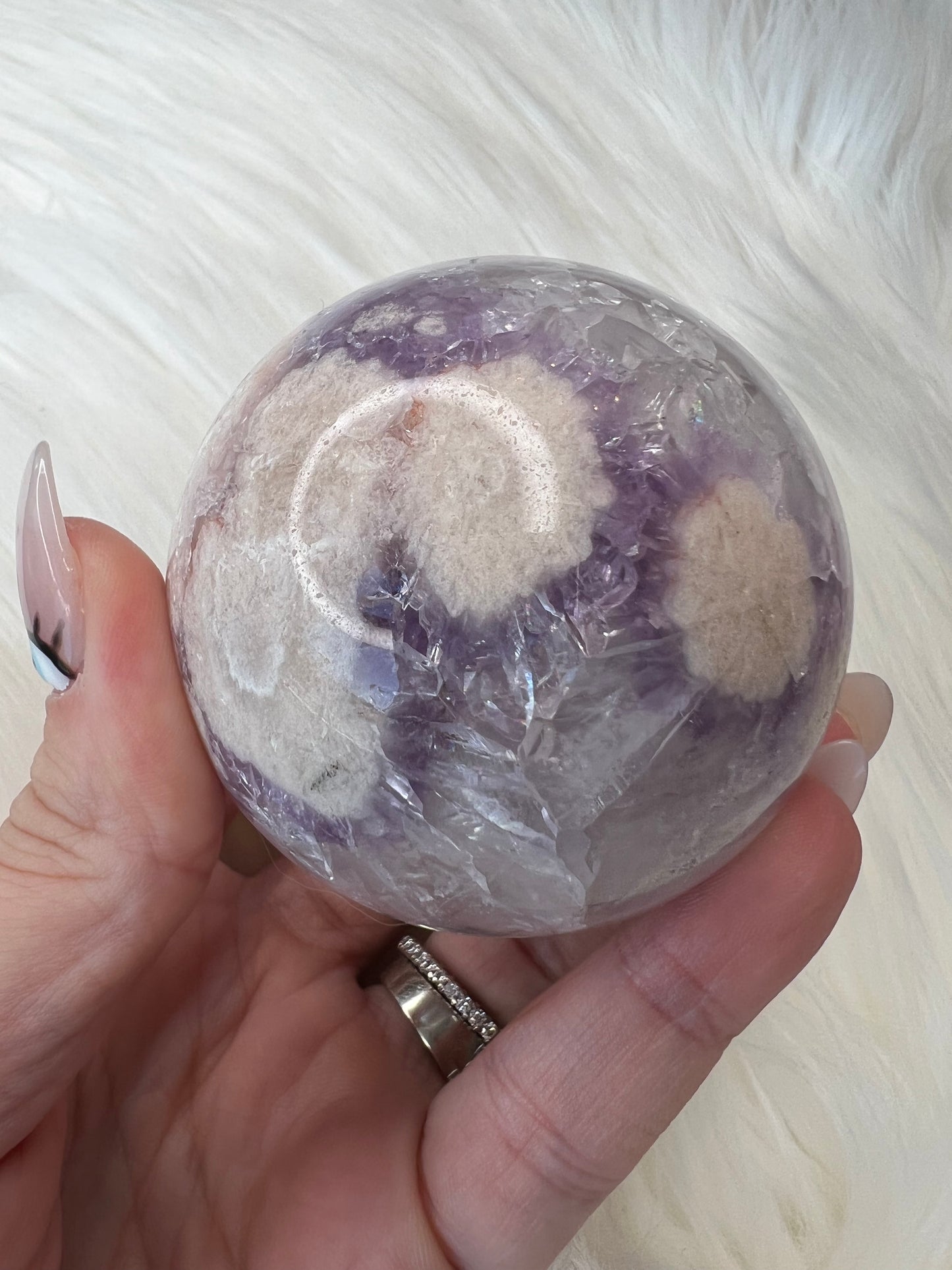 Amethyst X Flower Agate Sphere