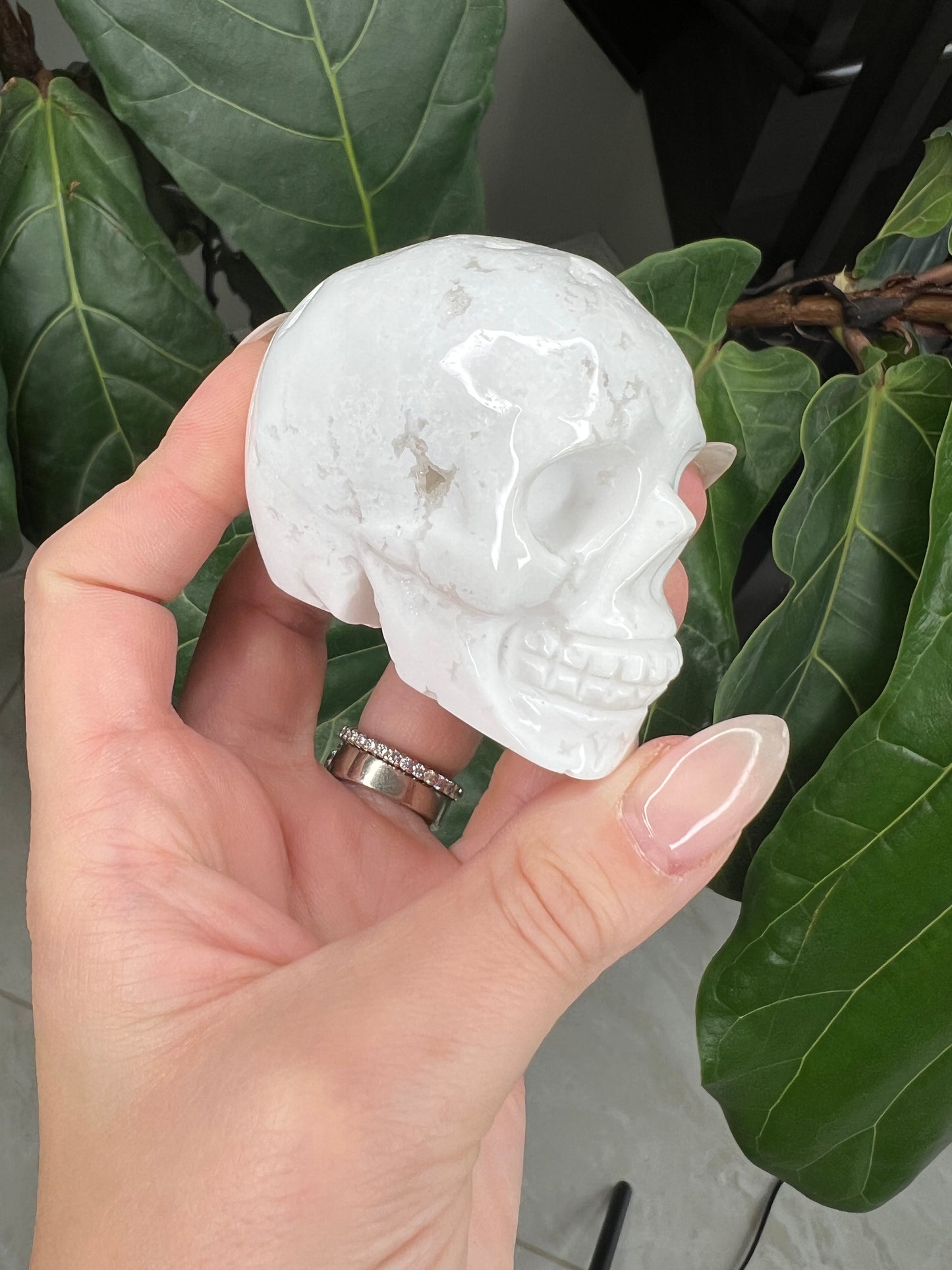 White Agate Skull carvings