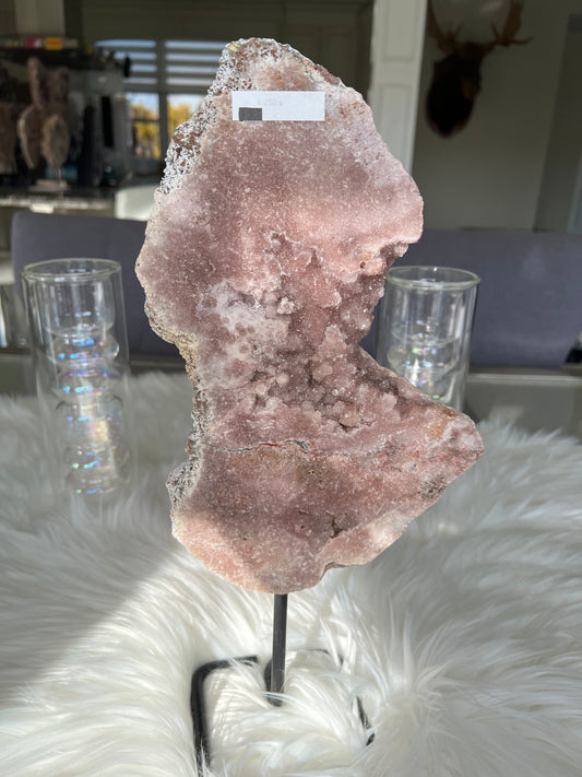 Pink Amethyst slab on stand (M04)