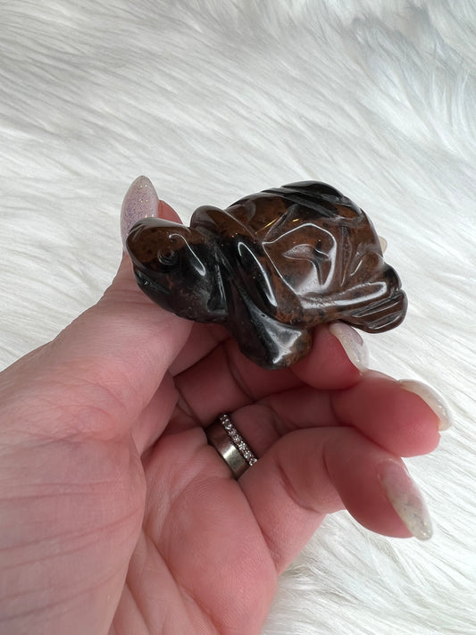 Mahogany Obsidian Turtle Carving