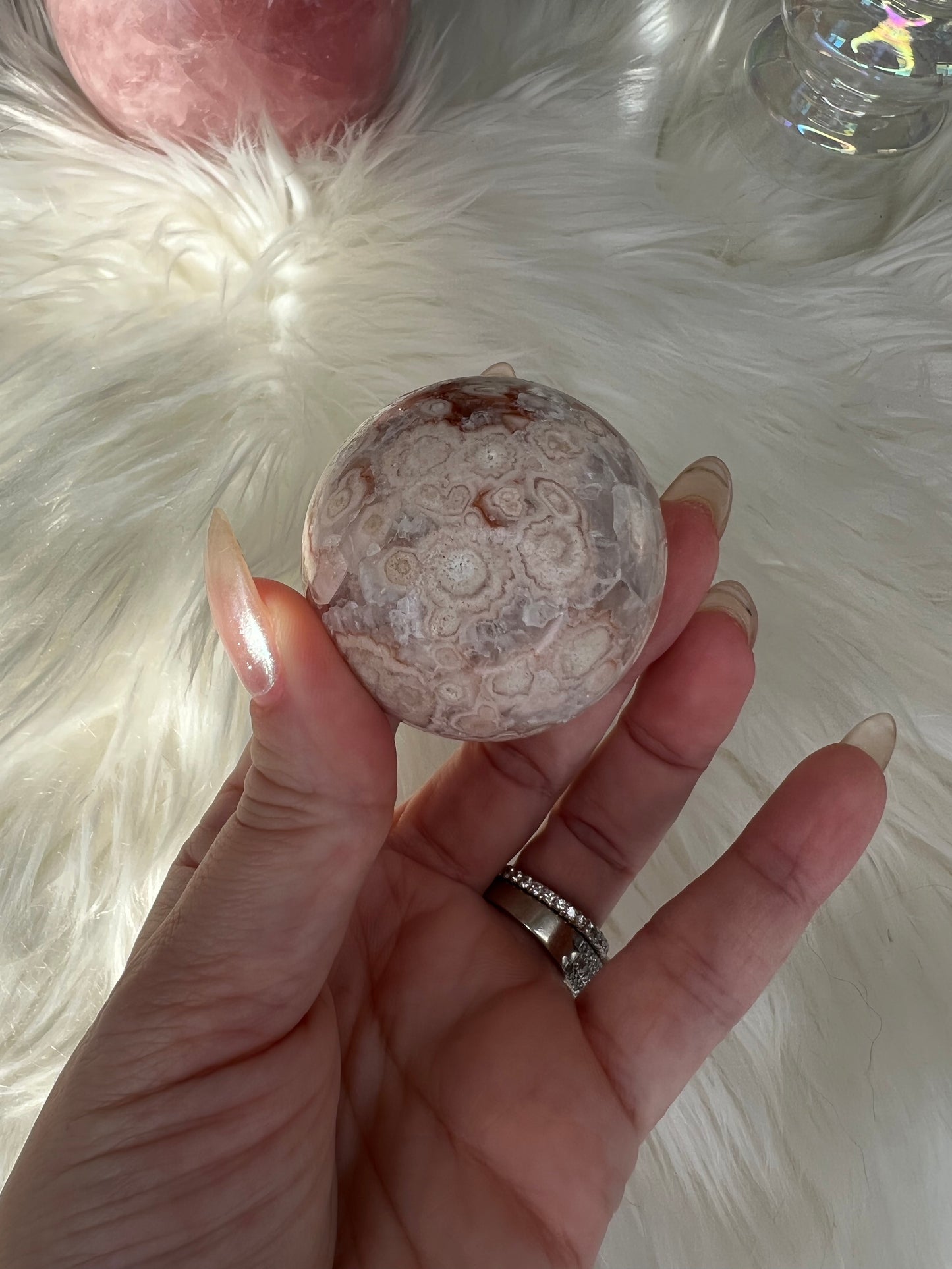 Flower Agate X Quartz Sphere