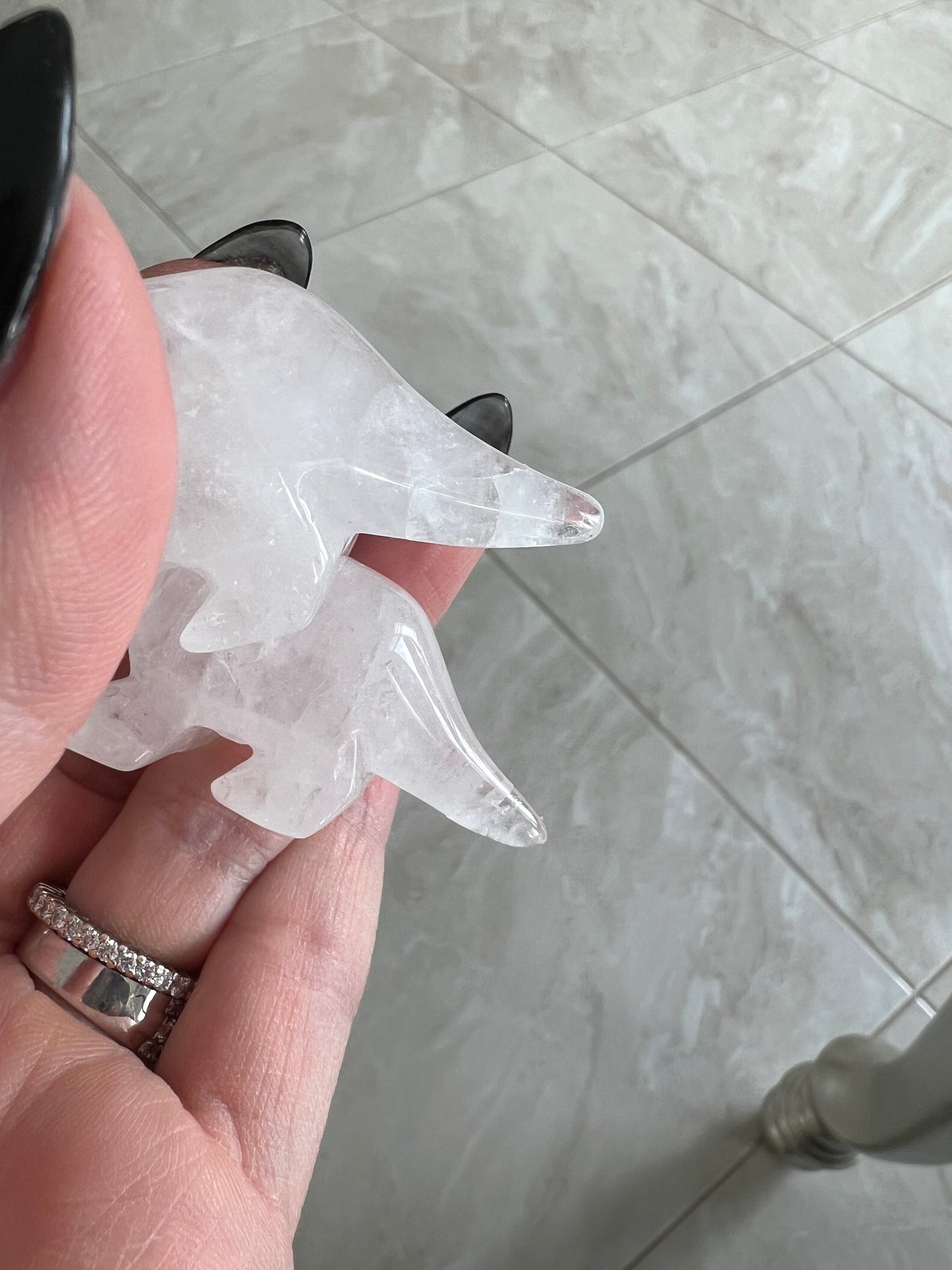 Clear Quartz Dino (repaired tail)