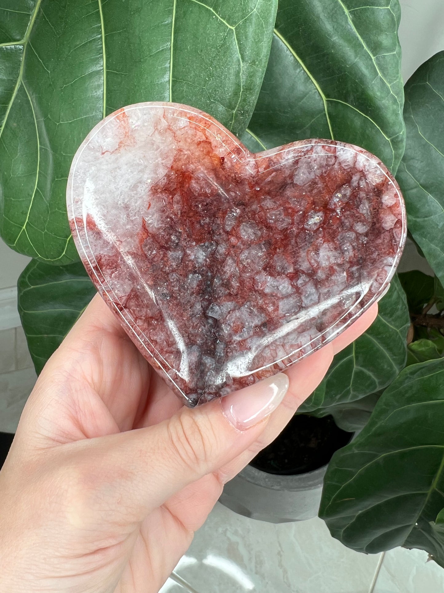 Fire Quartz Heart Bowl carving