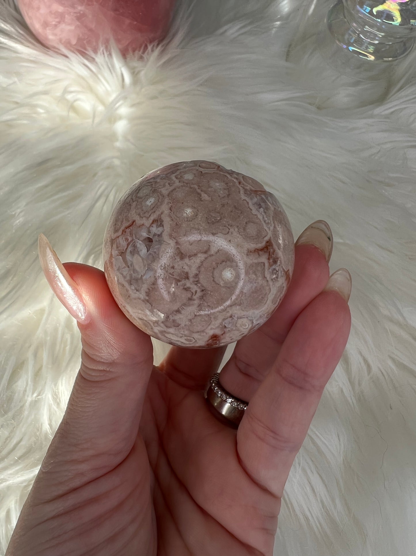 Flower Agate X Quartz Sphere