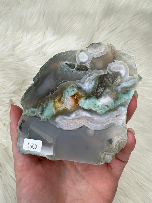 Green Flower Agate Slab