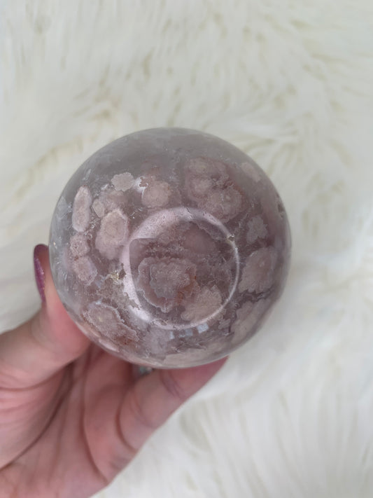 Flower Agate X Pink Amethyst Sphere