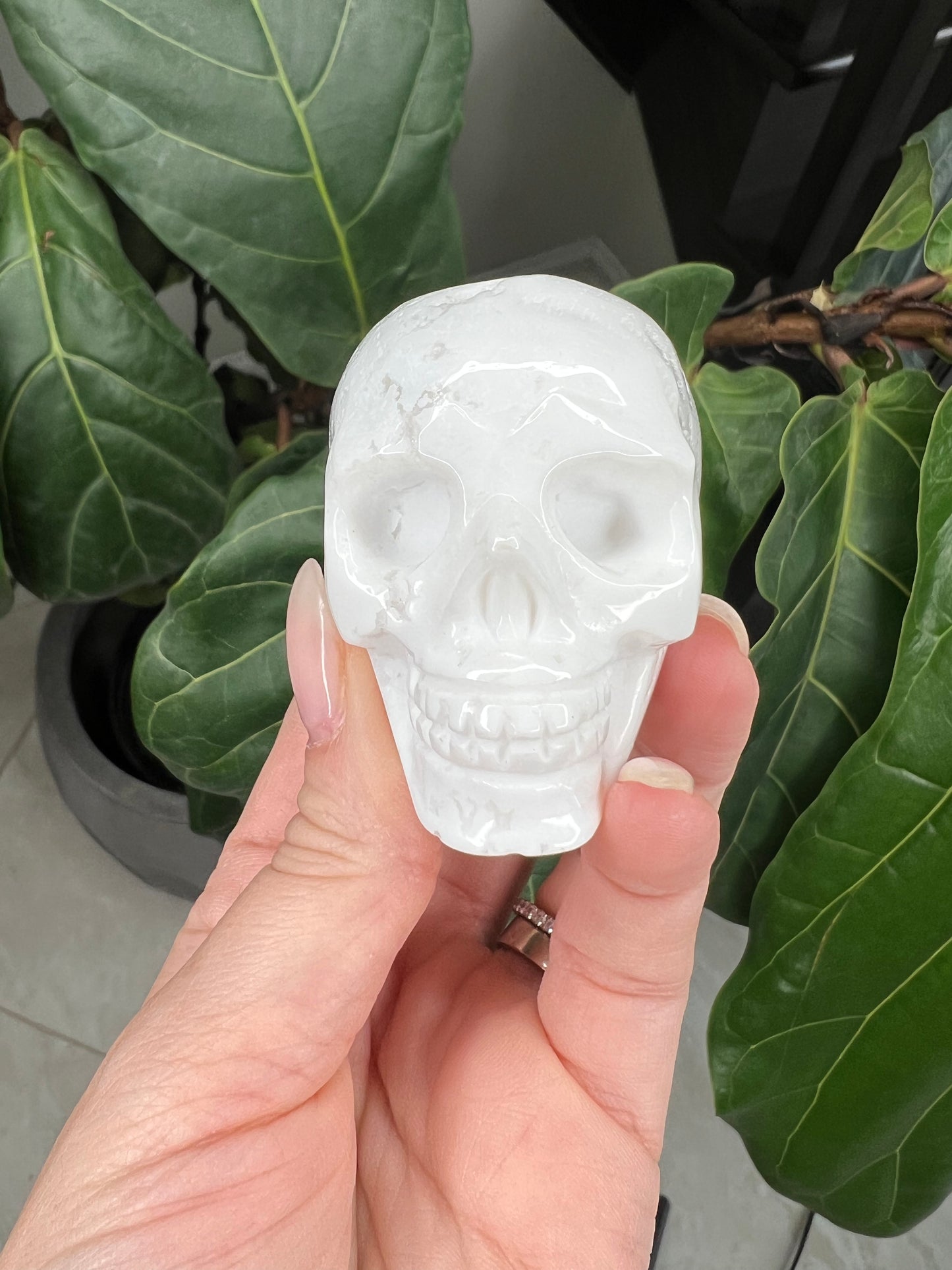 White Agate Skull carvings